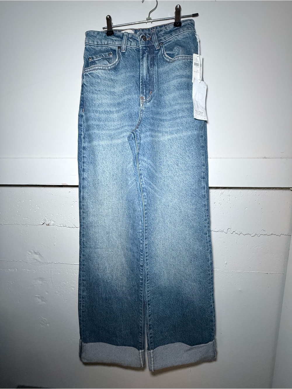 NWT Pilcro Anthropologie Wide Leg Cuffed Jeans Size 25 Tall $148